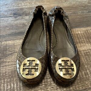 Tory Burch Reva Flats in  Litus Snake Print, sz 7.5